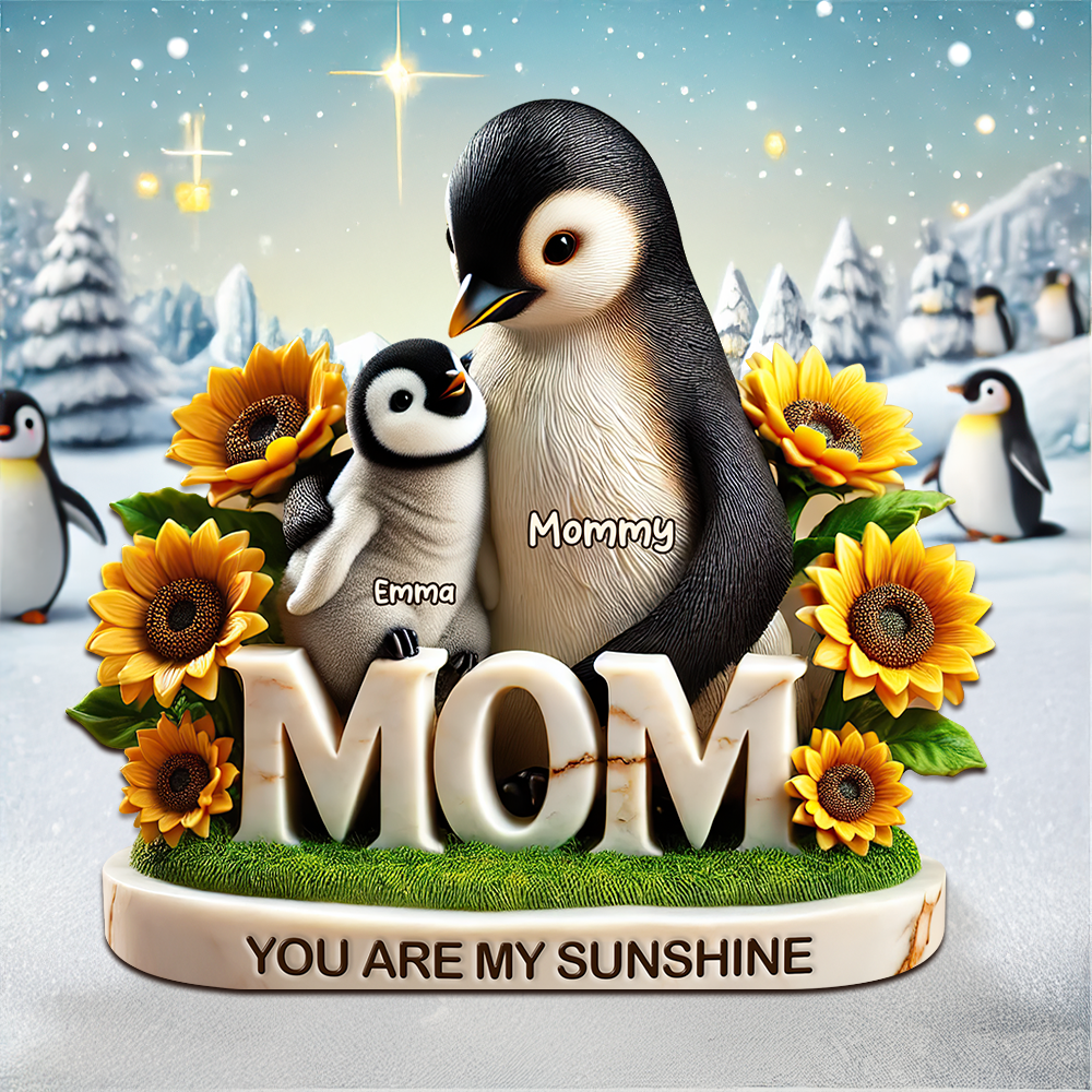Penguin Mom Plaque - Personalized Gifts For Mom 01hupu210425-Homacus