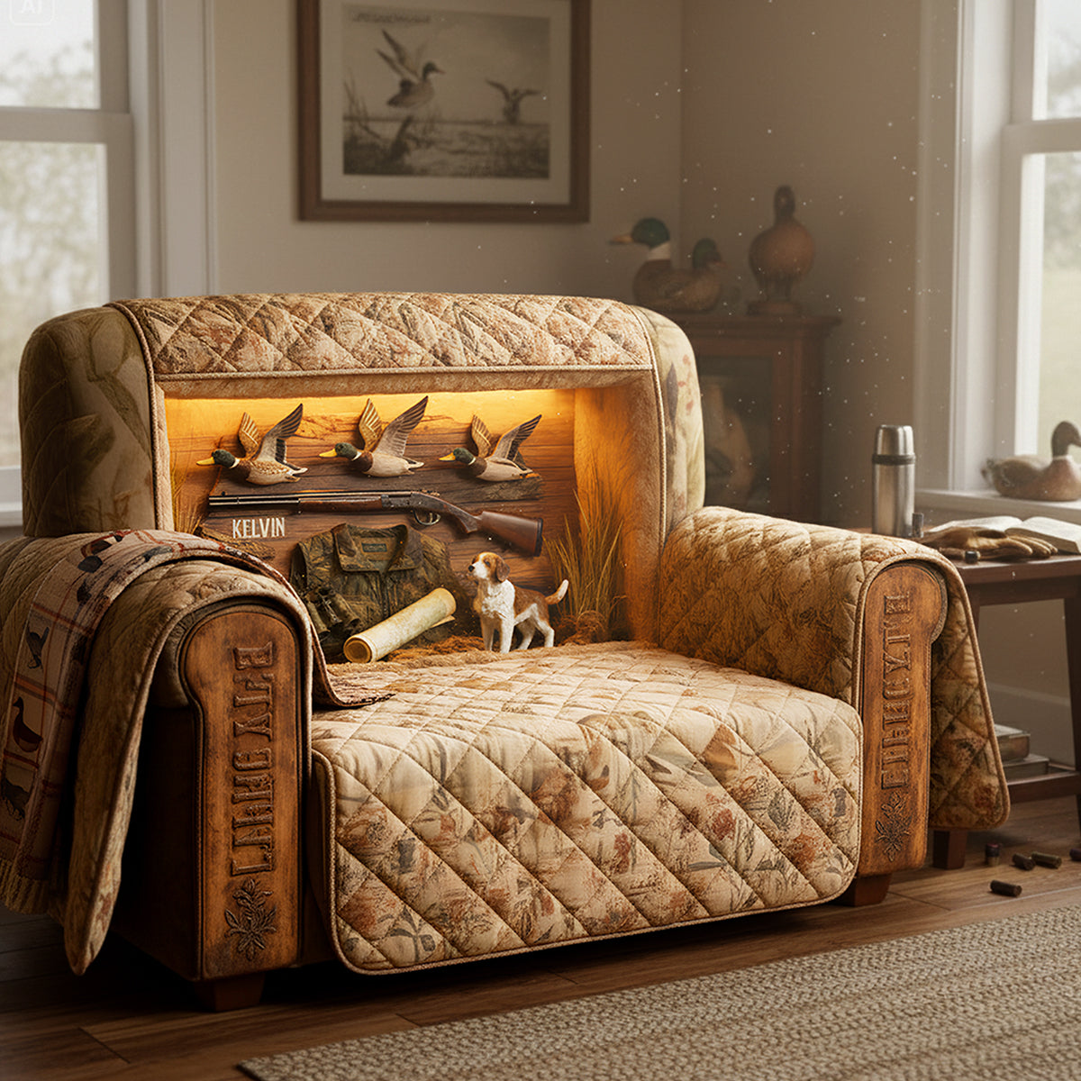 Duck Hunting Quilted Sofa Cover - Personalized Gifts For Hunters 04kita050226-Homacus