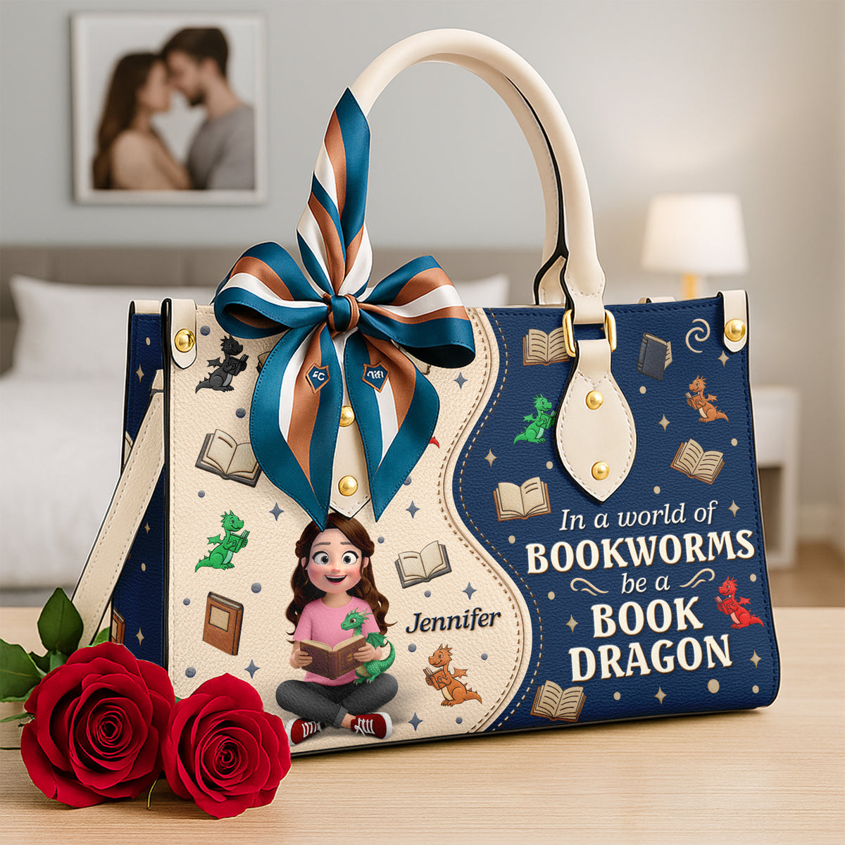 Book And Dragon Leather Bag - Personalized Gifts For Book Lovers 04naqn291225-Homacus