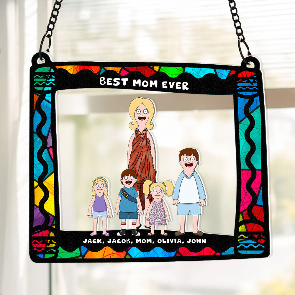 Personalized Gifts For Mom Window Hanging Suncatcher Ornament Best Mom Ever 03ACDT030325HG-Homacus