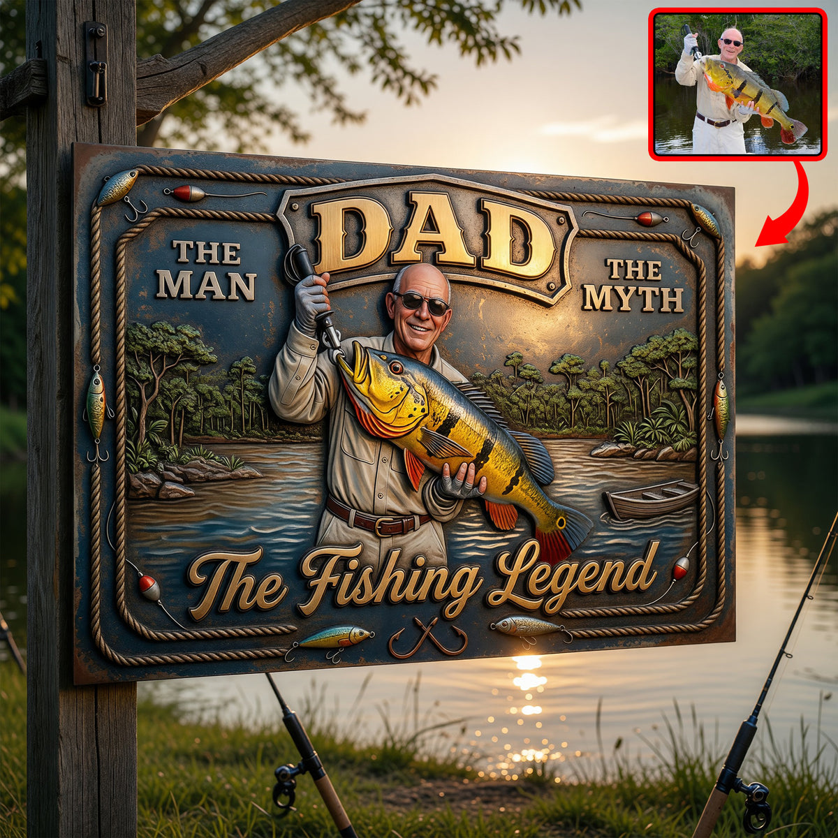 Custom Photo Fishing Dad Print Metal Sign - Personalized Gifts For Dad 06huqn040526-Homacus
