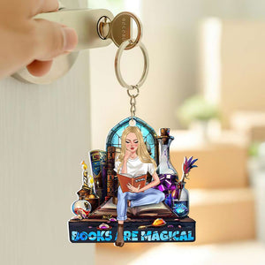 Personalized Gifts For Book Lover Keychain Reading Book Magical 01XQDT060125TM-Homacus