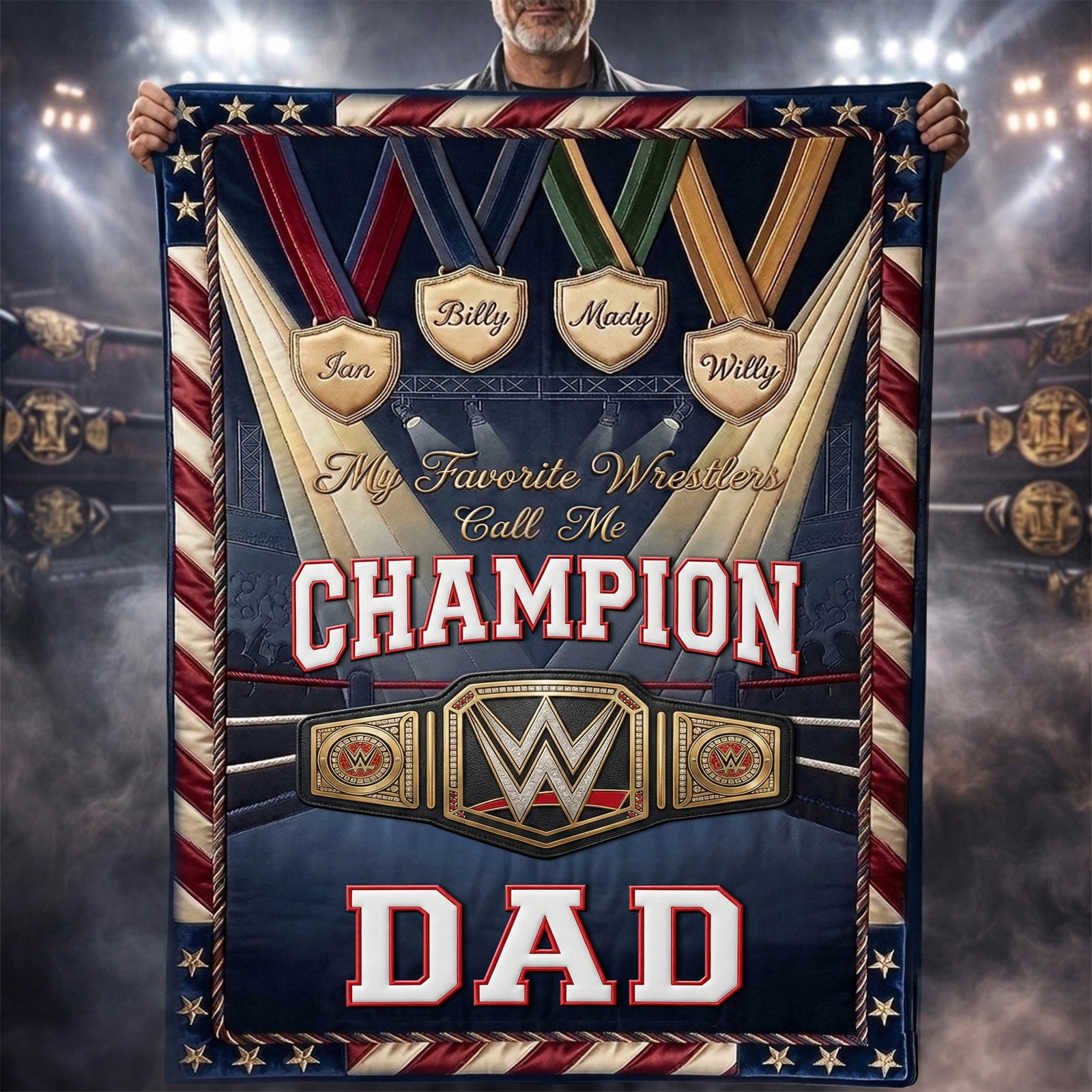 Wrestling Champion Dad Blanket - Personalized Gifts For Dad 04palu060326-Homacus
