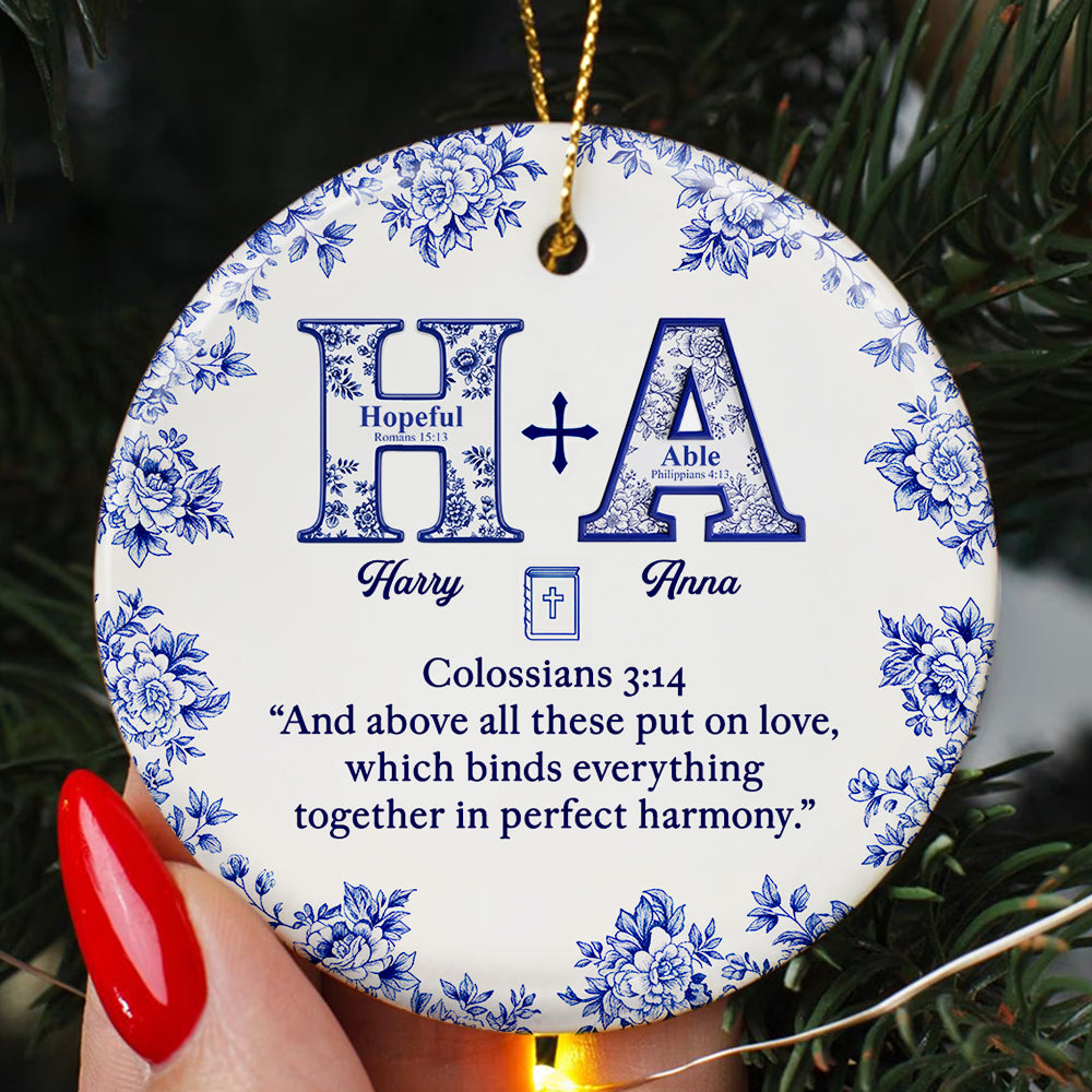 Toile de Jouy Faith & Love Christmas Ornament Personalized Gifts For Couple 03HYDT021025-Homacus