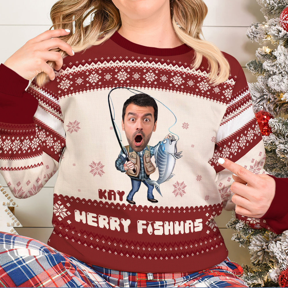 Custom Photo Gifts For Fishing Lover Christmas Ugly Sweater 03TOLU091024-Homacus