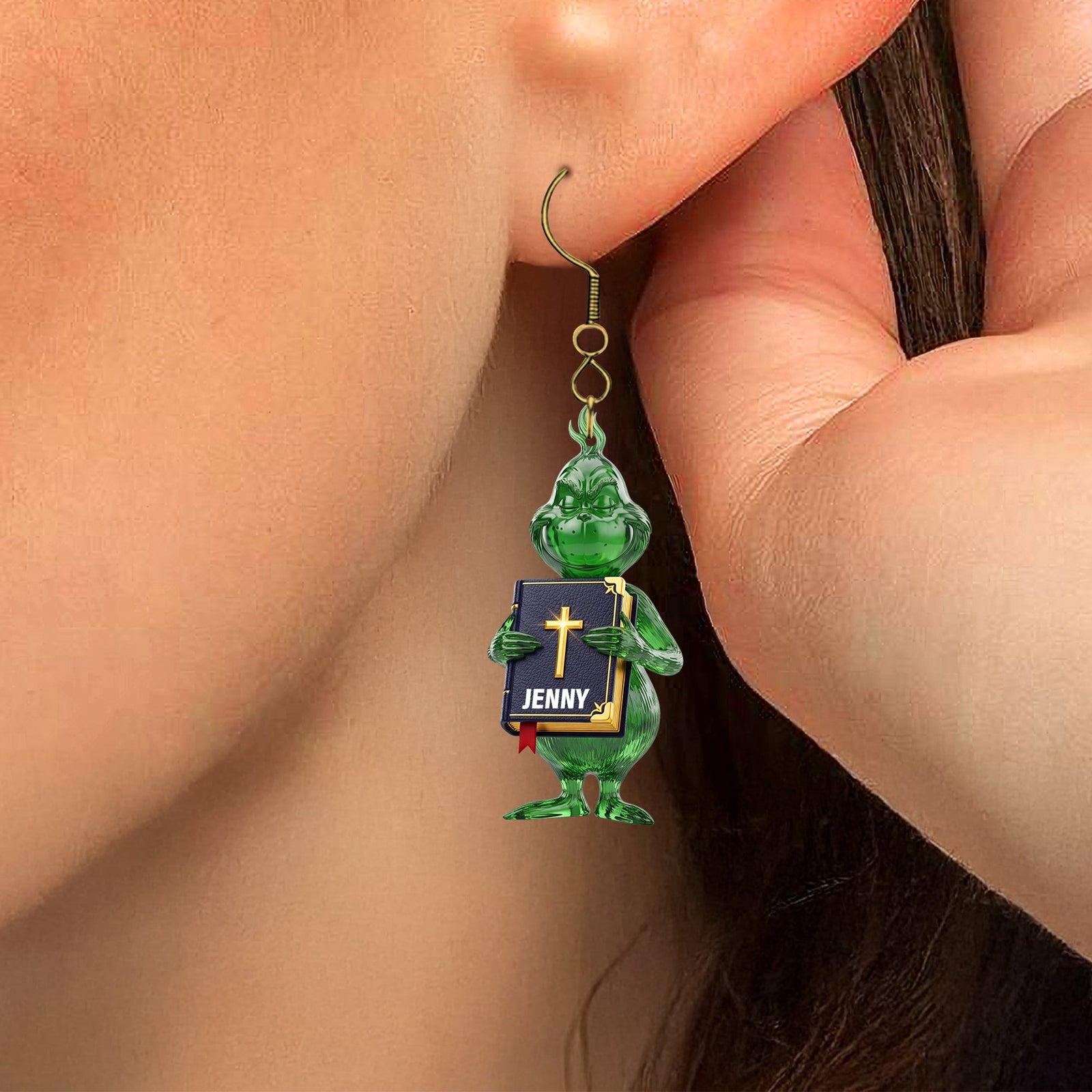 Green Monster Personalized Gifts For Jesus Lovers Acrylic Earrings 01natn120725-Homacus