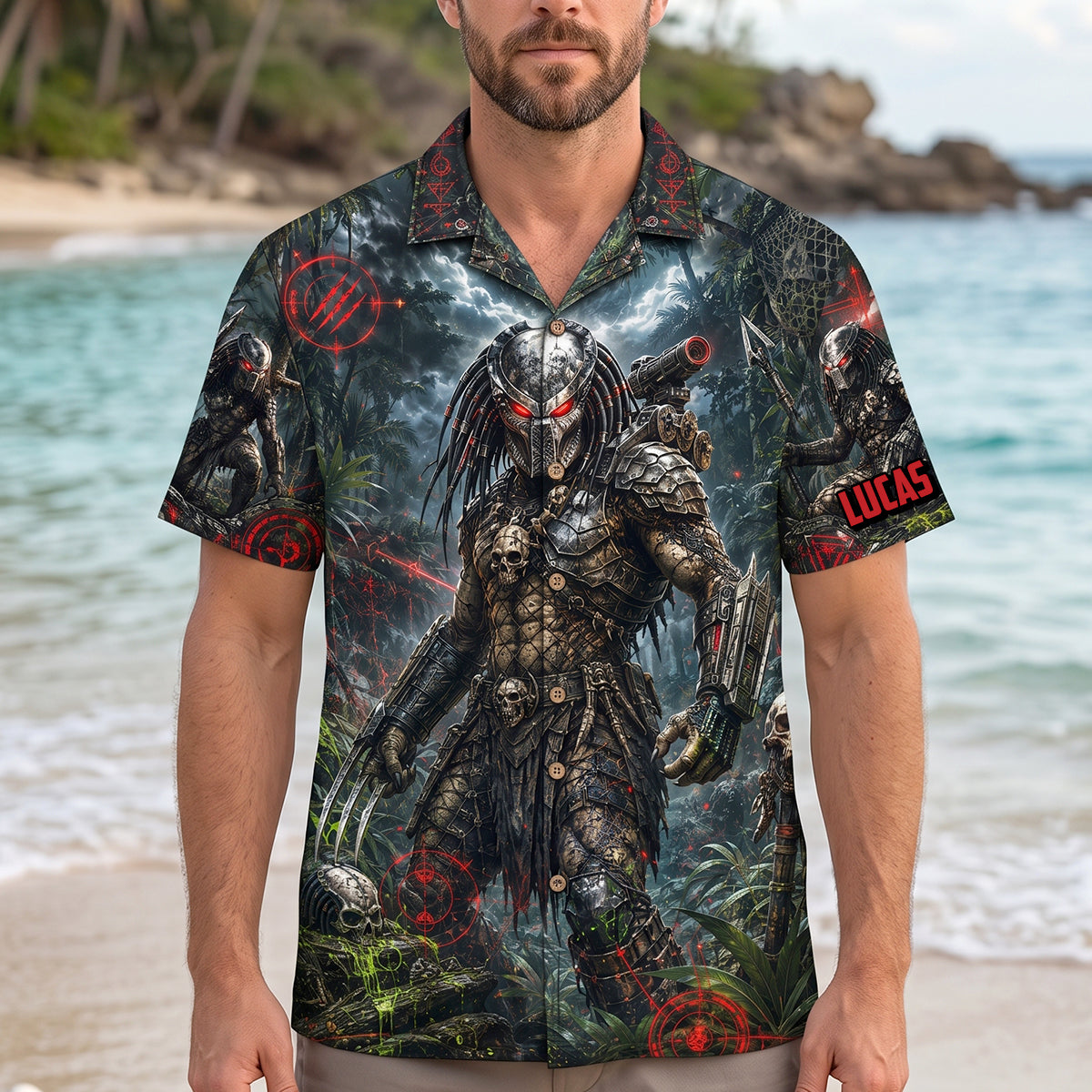 Alien Hunter Hawaiian Shirt - Personalized Gifts 03natn290626-Homacus