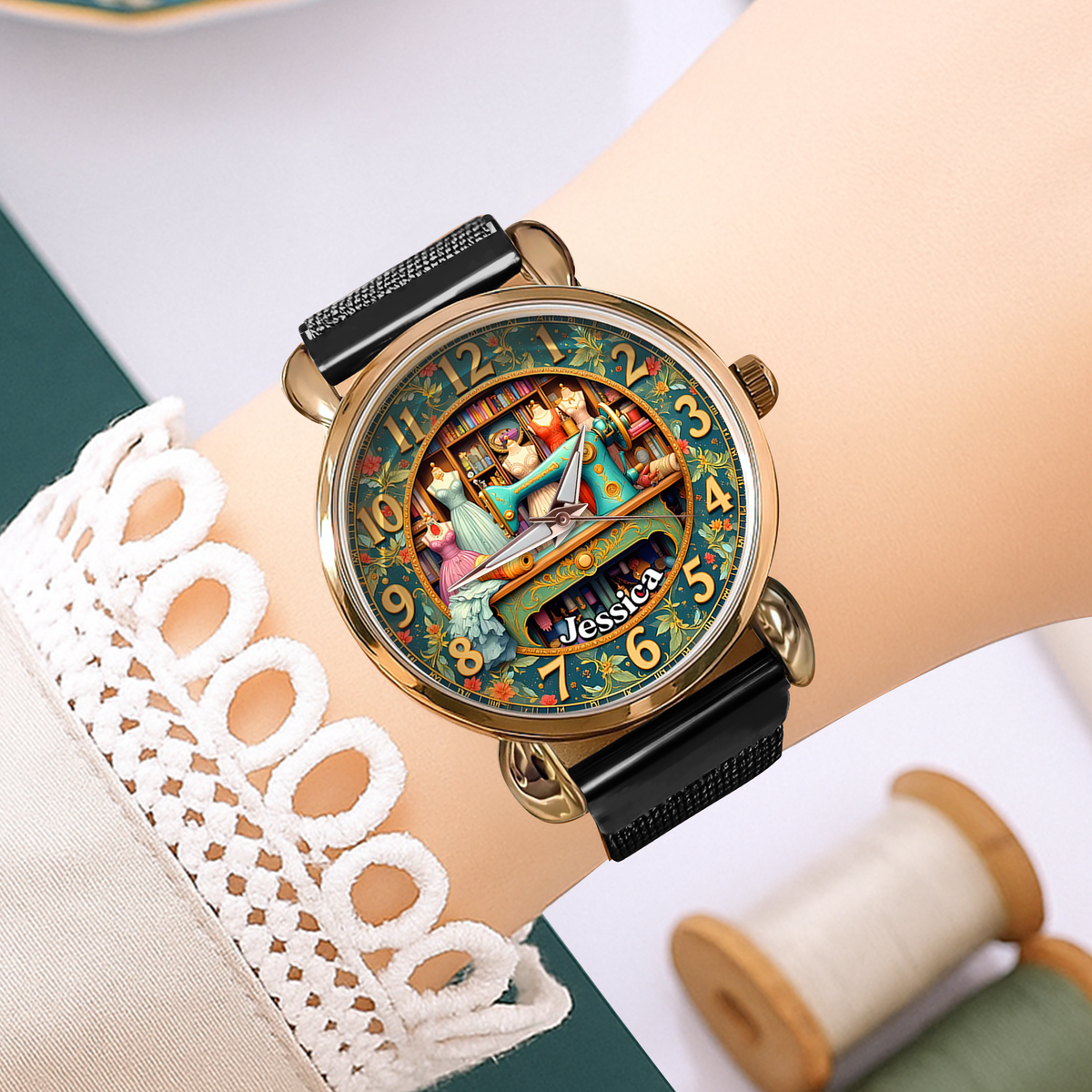Sewing Machine Mesh Strap Watch - Personalized Gift For Sewing Lovers 03HULU250725-Homacus