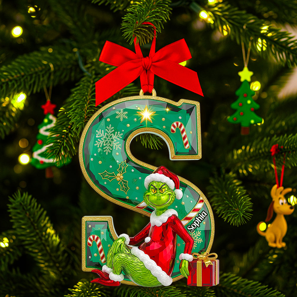 Green Crystal Alphabet Ornament Personalized Christmas Gifts 03PGDT060925-Homacus