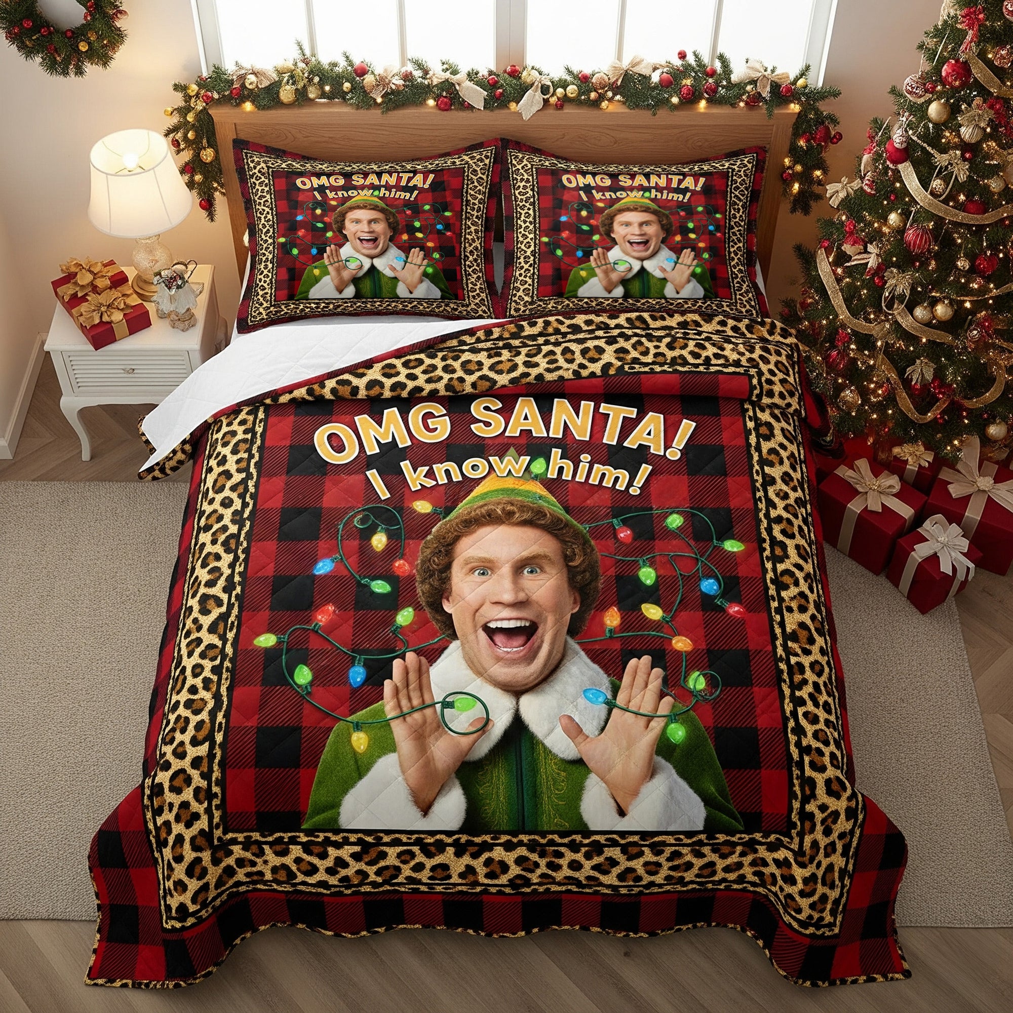 Funny Santa Quilt Bedding Set - Christmas Gifts 05HUMG130825-Homacus