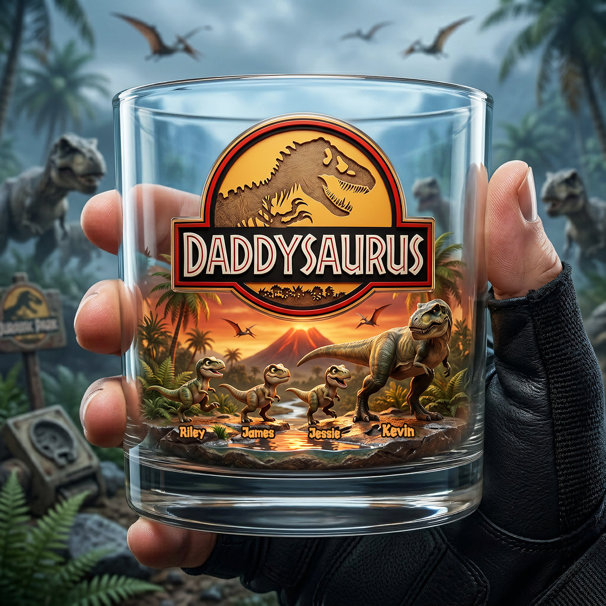 Dad & Kids Adventure Glass Mug Personalized Gifts For Dad 04NATA240426-Homacus