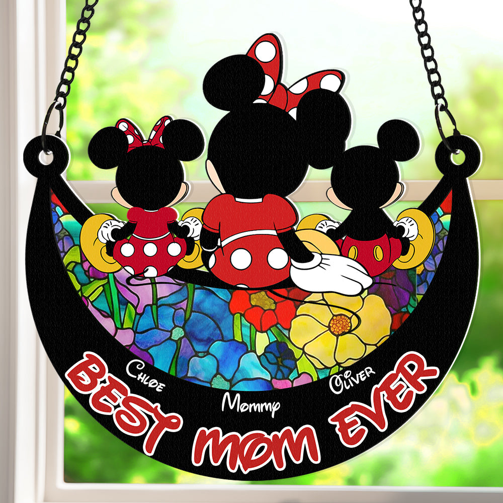 Personalized Gifts For Mom Window Hanging Suncatcher Ornament Mother's Day Mouse Mom And Kids 01ACDT240325-Homacus