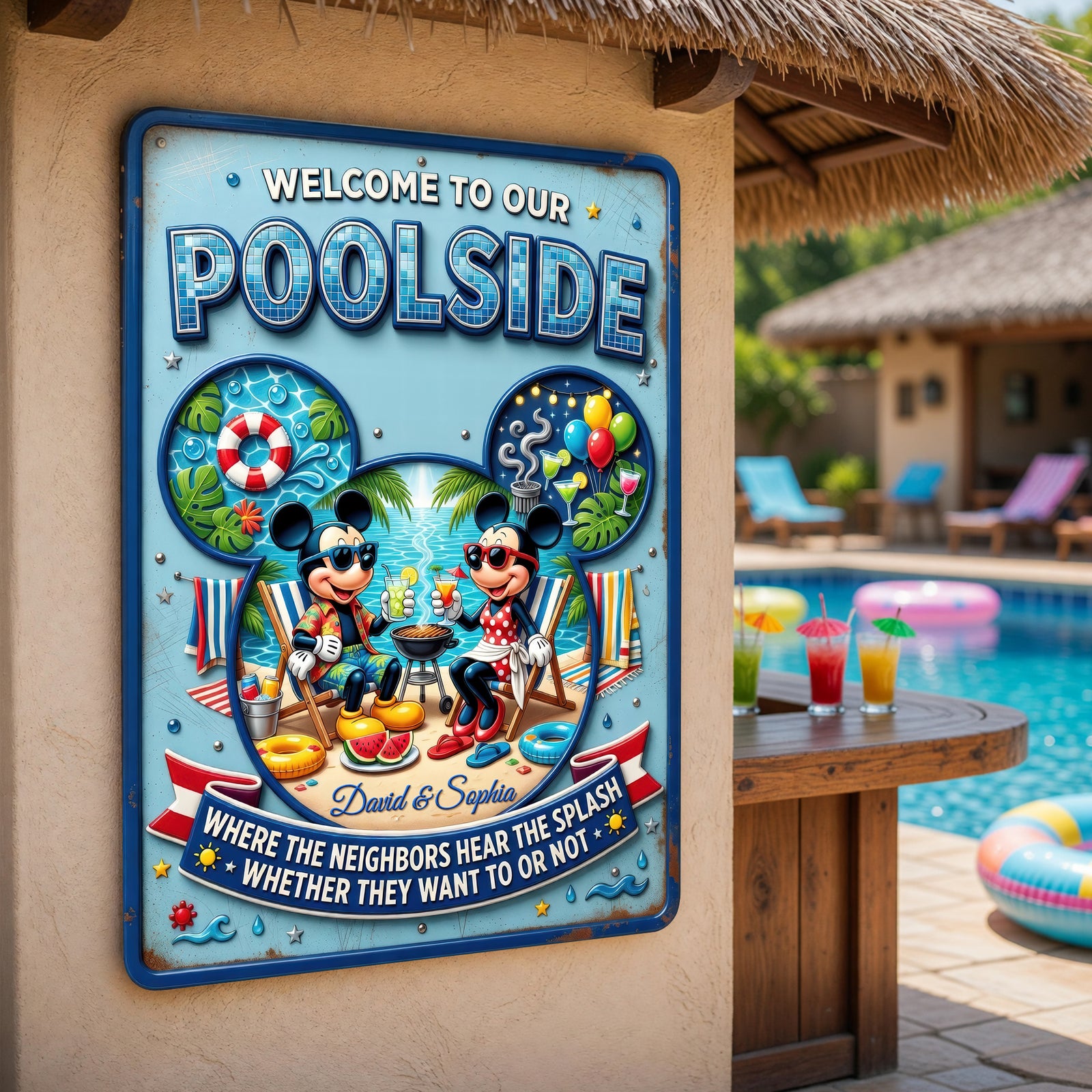 Welcome To Our Poolside Metal Sign - Personalized Gifts For Couples 05toqn180626-Homacus