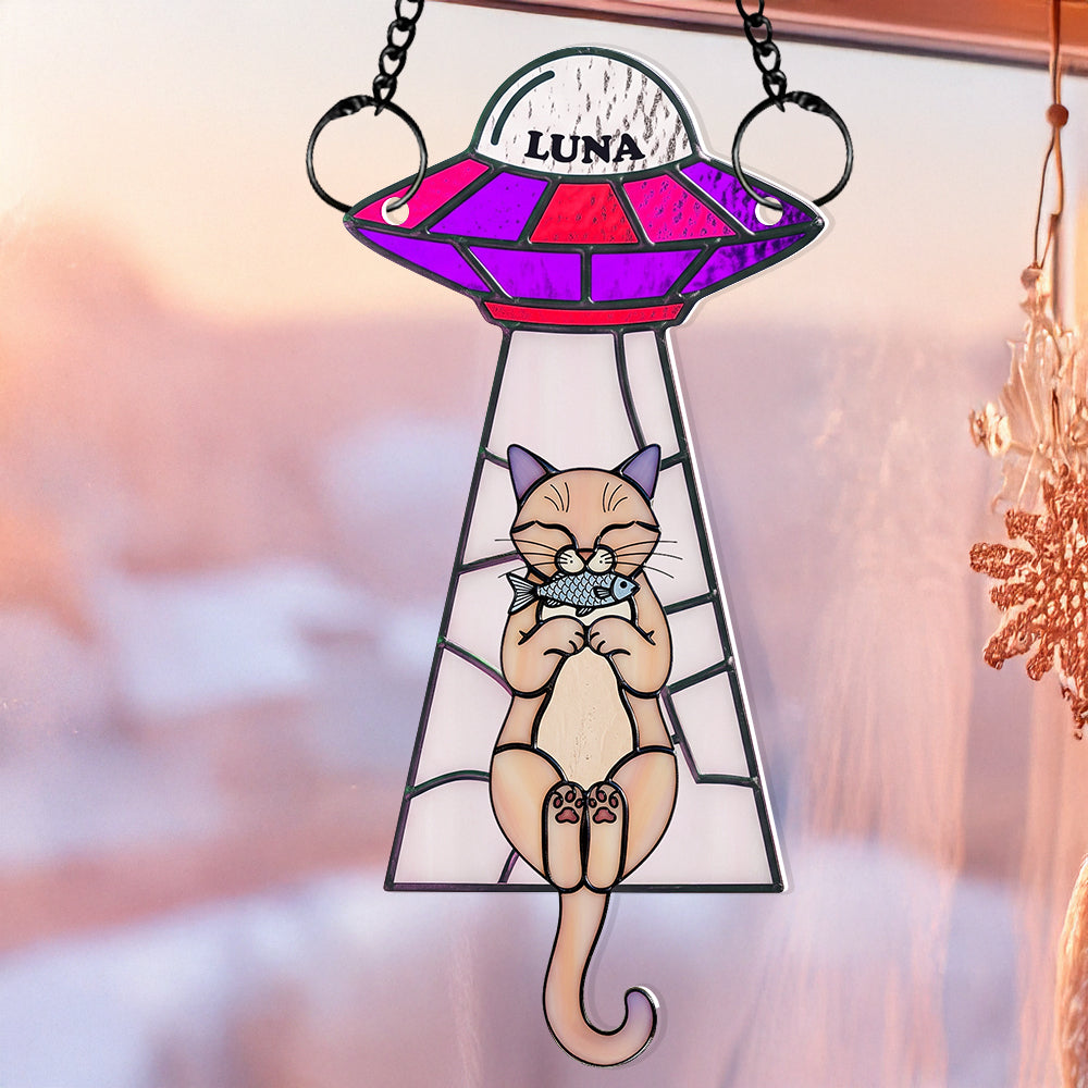 Funny Cat UFO Suncatcher Ornament Personalized Gifts For Cat Lovers 04NADT060625-Homacus