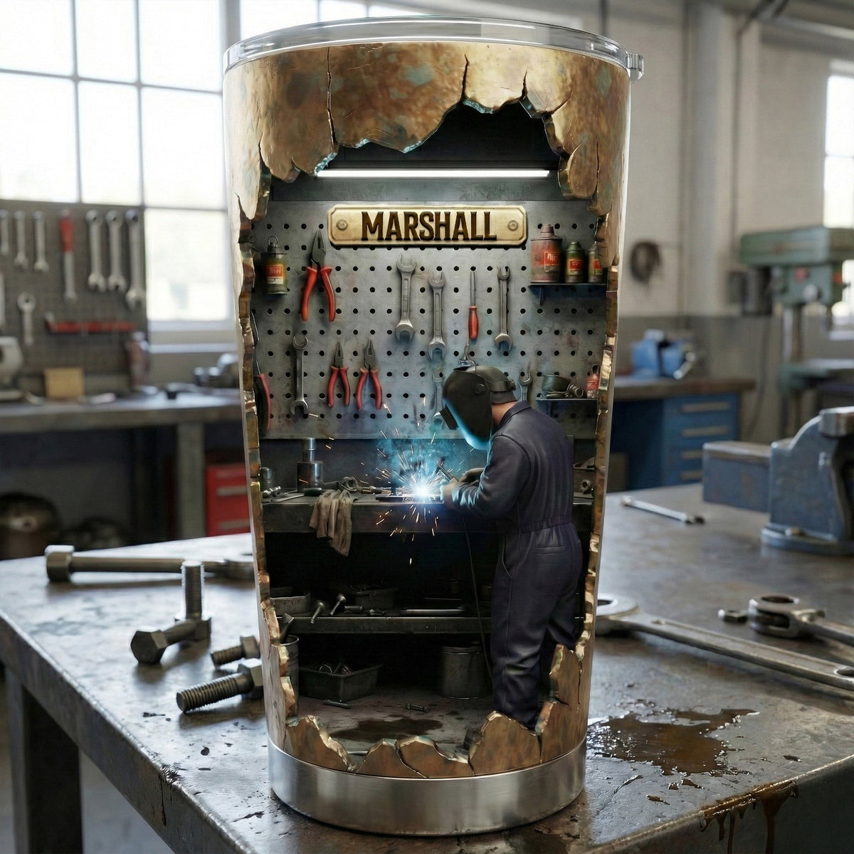 Hard At Work Welder Tumbler - Personalized Gift For Welders 05KIMG301225-Homacus