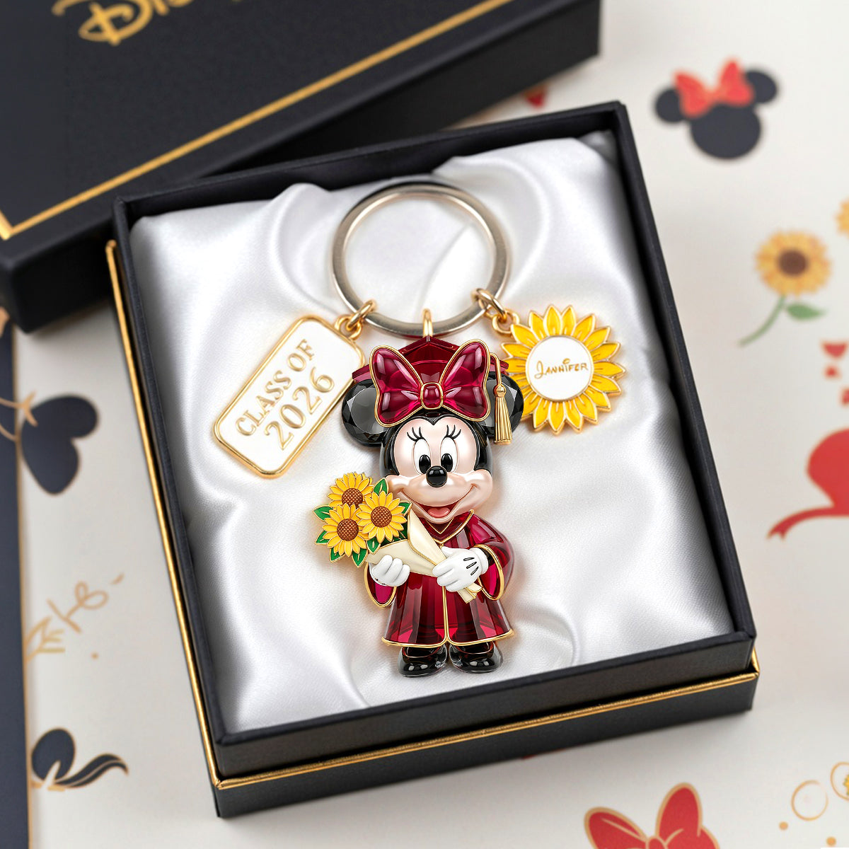 Sunflower Graduate Tag Keychain Personalized Graduation Gifts 02PADH070426-Homacus