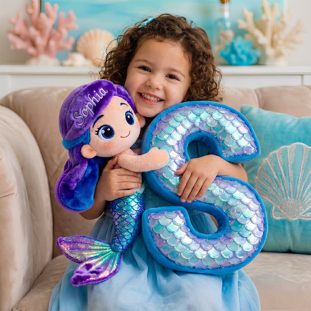 Mermaid Alphabet Pillow Personalized Gifts For Kids 03TGDT151225-Homacus