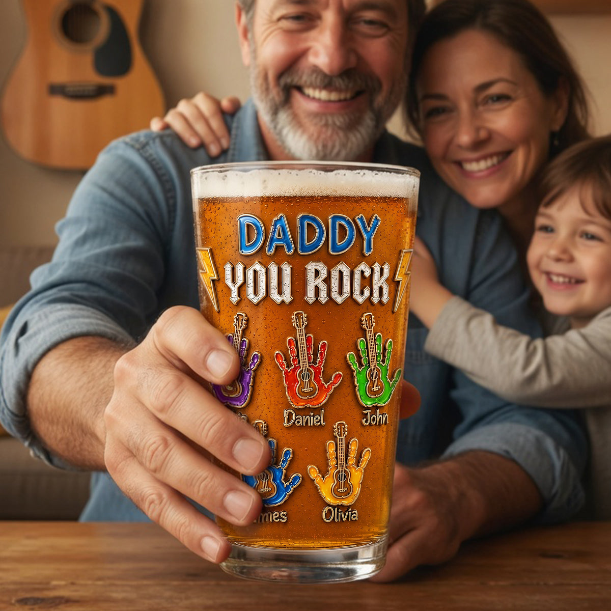 Daddy You Rock Beer Glass - Personalized Gifts For Dad 05palu130526-Homacus