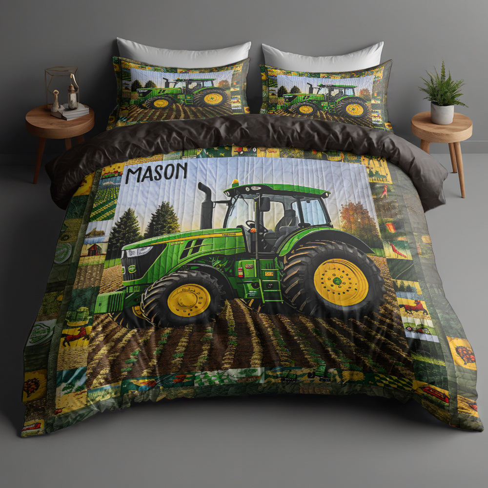 Personalized Gifts For Couple Tractor Quilt Bedding Set Special Line 01KADT150125-Homacus