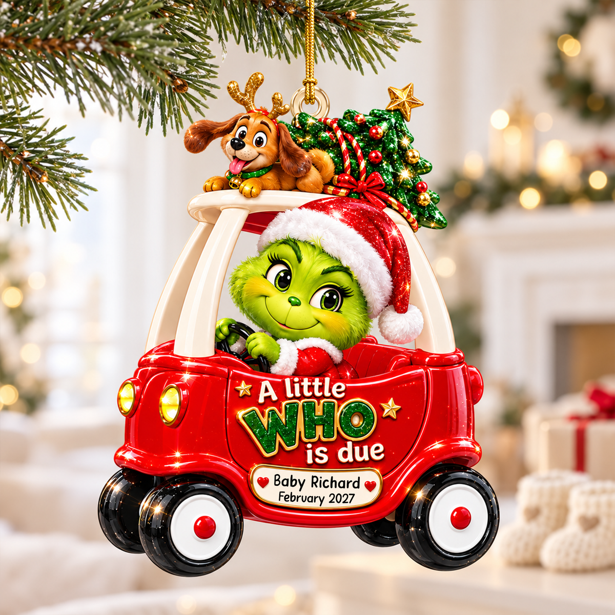 Baby On Car Ornament - Personalized Gifts For Pregnancy Christmas Ornament 05HUQN161026-Homacus