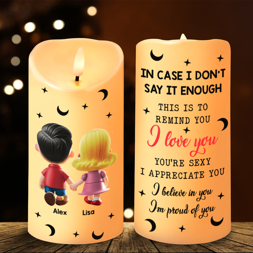 Personalized Gifts For Couple LED Candle Cartoon Couple 01OHMH161224-Homacus