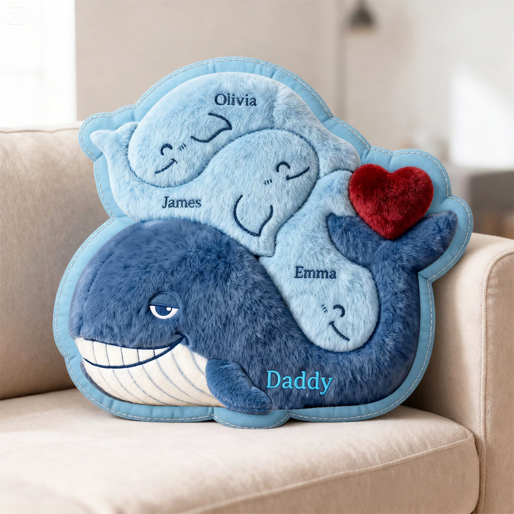 Caring Whale Dad Custom Shape Pillow, Personalized Gifts For Dad 01qhdt060526-Homacus