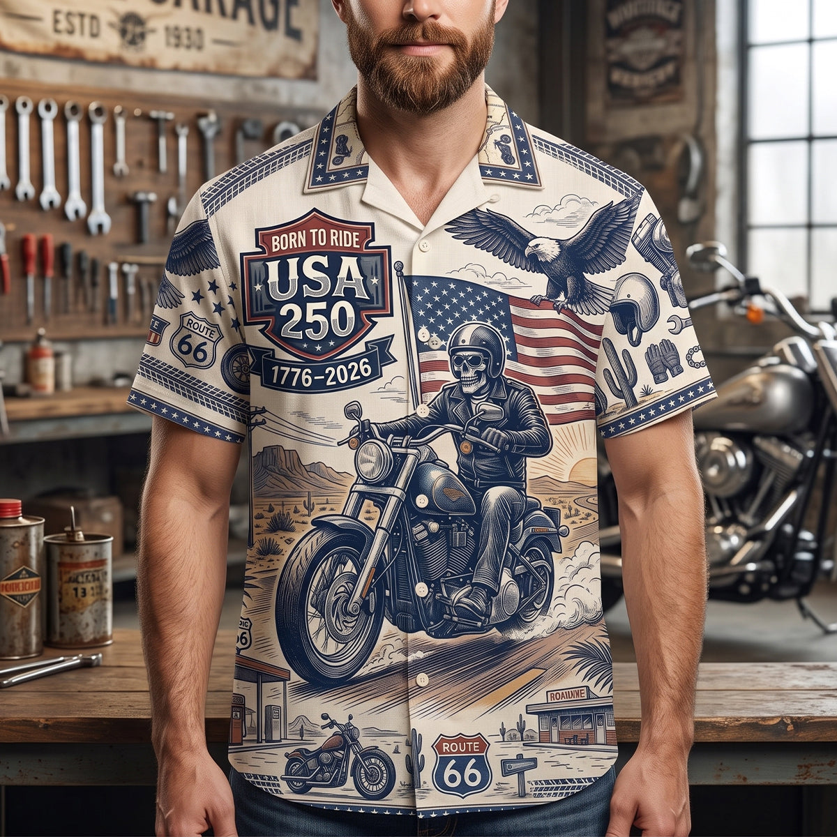 250 USA Biker Hawaiian Shirt - Personalized Gifts 01tytn020726-Homacus