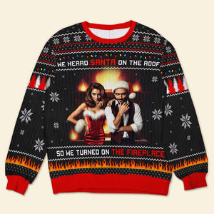 Custom Photo Gifts For Family Ugly Sweater, Turned On The Fireplace 05tgqn241024-Homacus