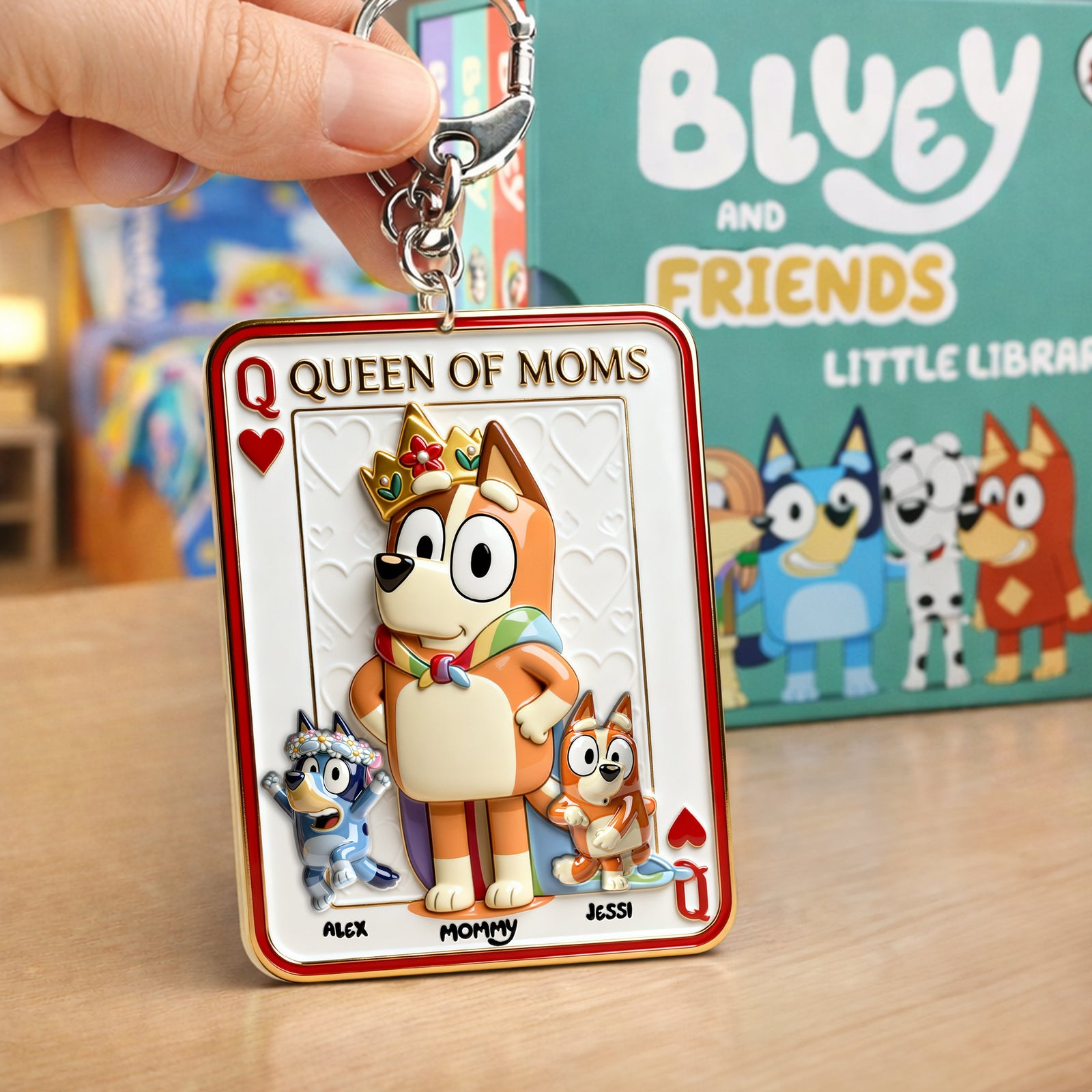 Puppy Card Theme Mom And Kids Keychain - Personalized Gifts For Mother's Day Keychain 03NALU020326-Homacus
