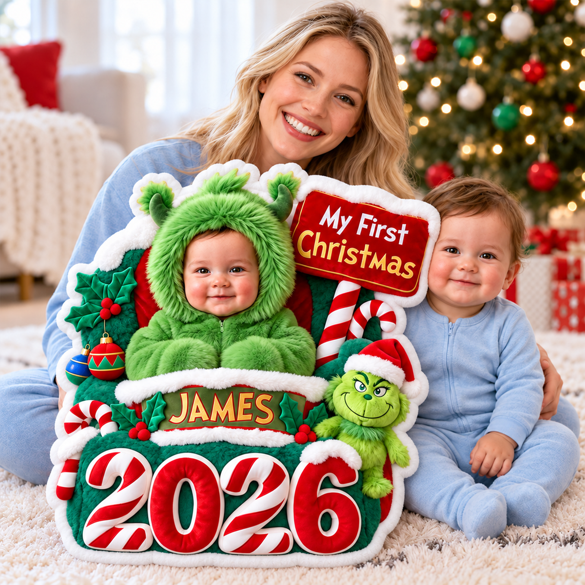 Baby First Christmas Custom Photo Pillow - Personalized Gifts For Christmas 05pgqn151026-Homacus