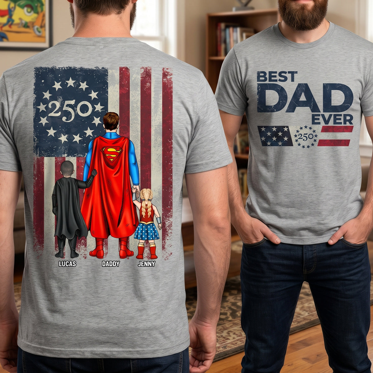 Powerful Dad And Kids Shirt - Personalized Gifts For Father's Day Shirt 01NATN300426PA-Homacus