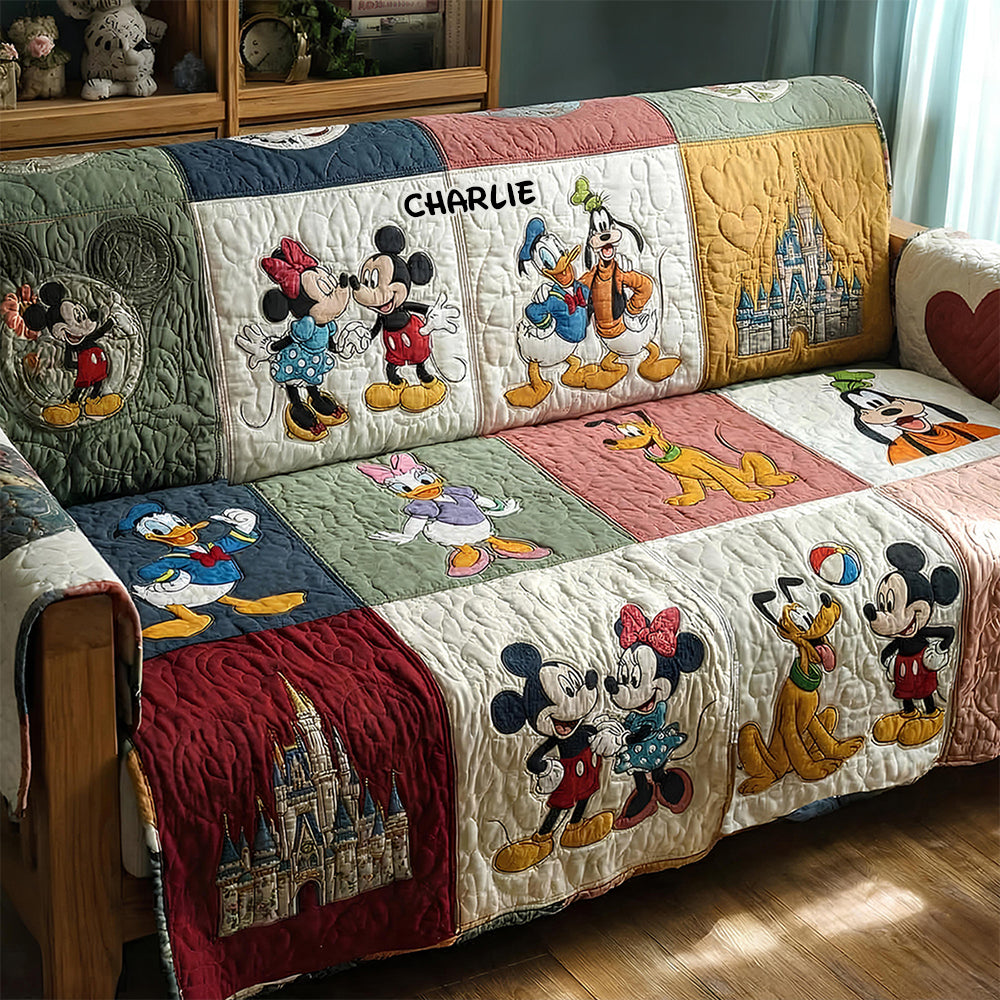 Cute Friends Collage Quilted Sofa Cover, Personalized Gifts 02qhdt260126-Homacus