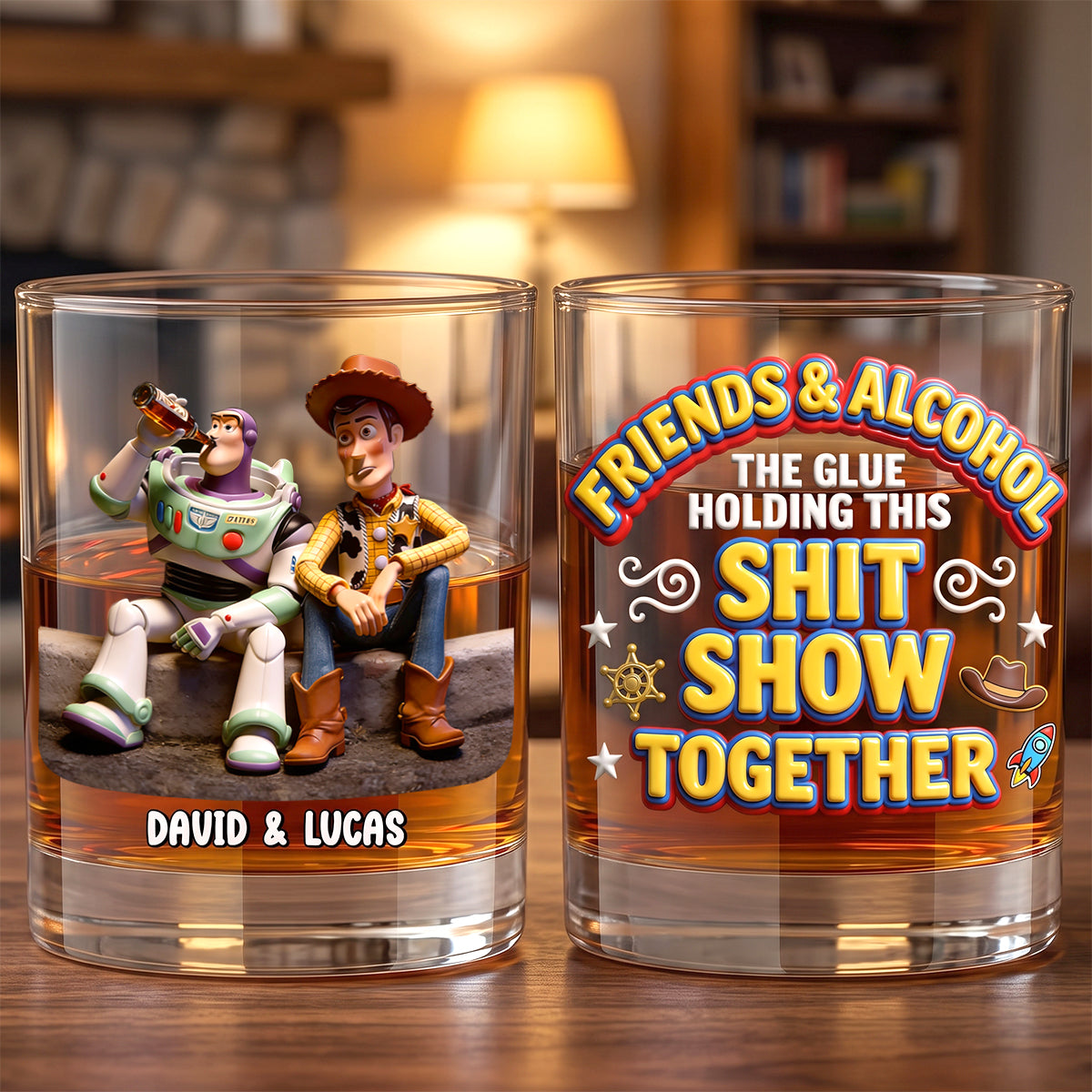 Friends And Drinks Round Glass - Personalized Gifts For Friends 03totn300626-Homacus