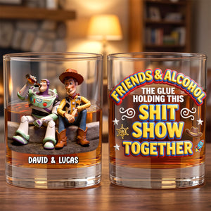 Friends And Drinks Round Glass - Personalized Gifts For Friends 03totn300626-Homacus