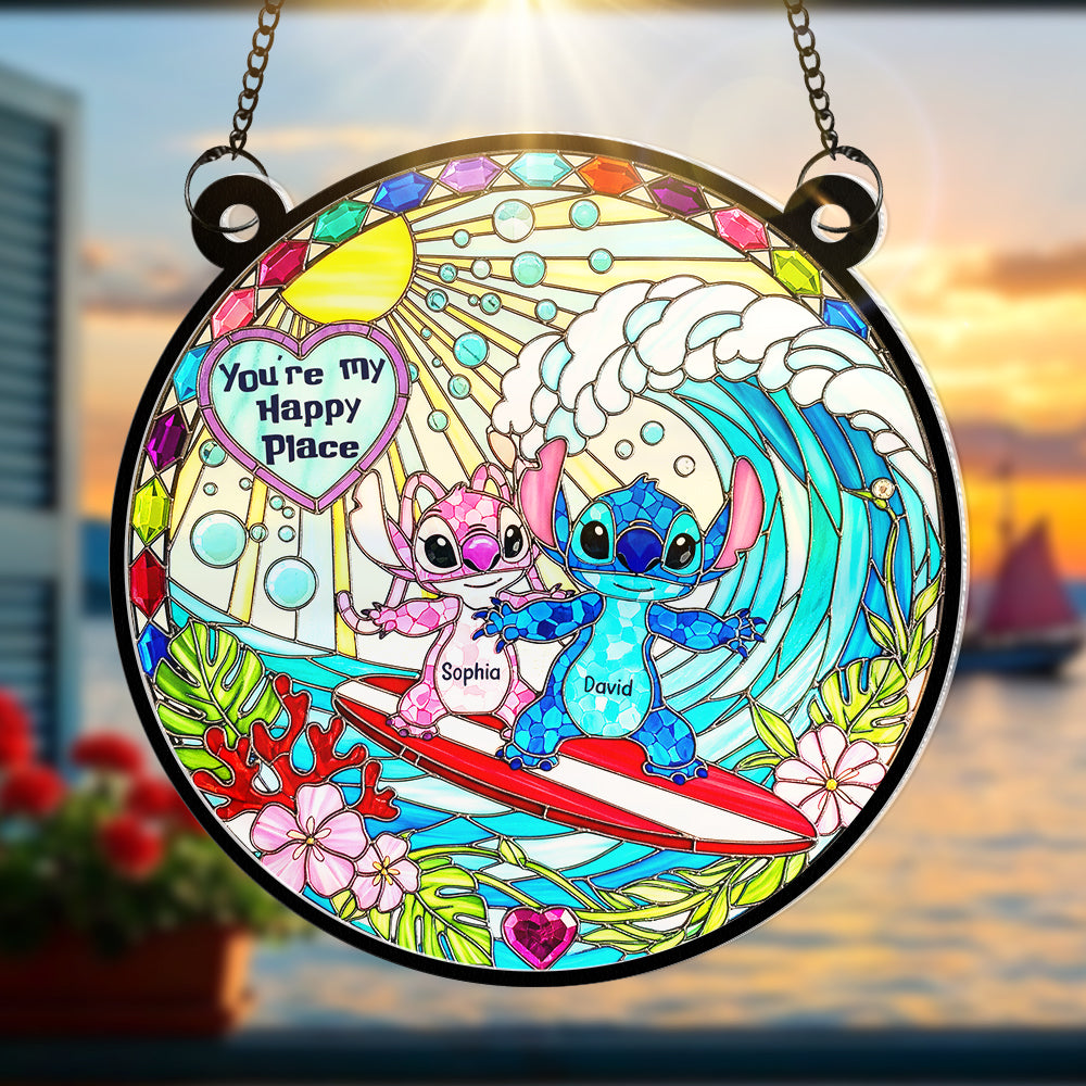 Cartoon Couple Window Hanging Suncatcher Ornament - Personalized Gifts For Couple 03naqn100625-Homacus