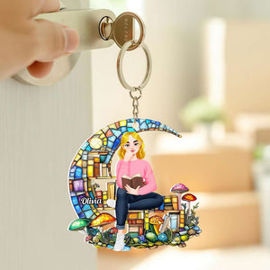 Personalized Gifts For Book Lover Keychain Girl Reading Book 01XQDT030125PA-Homacus