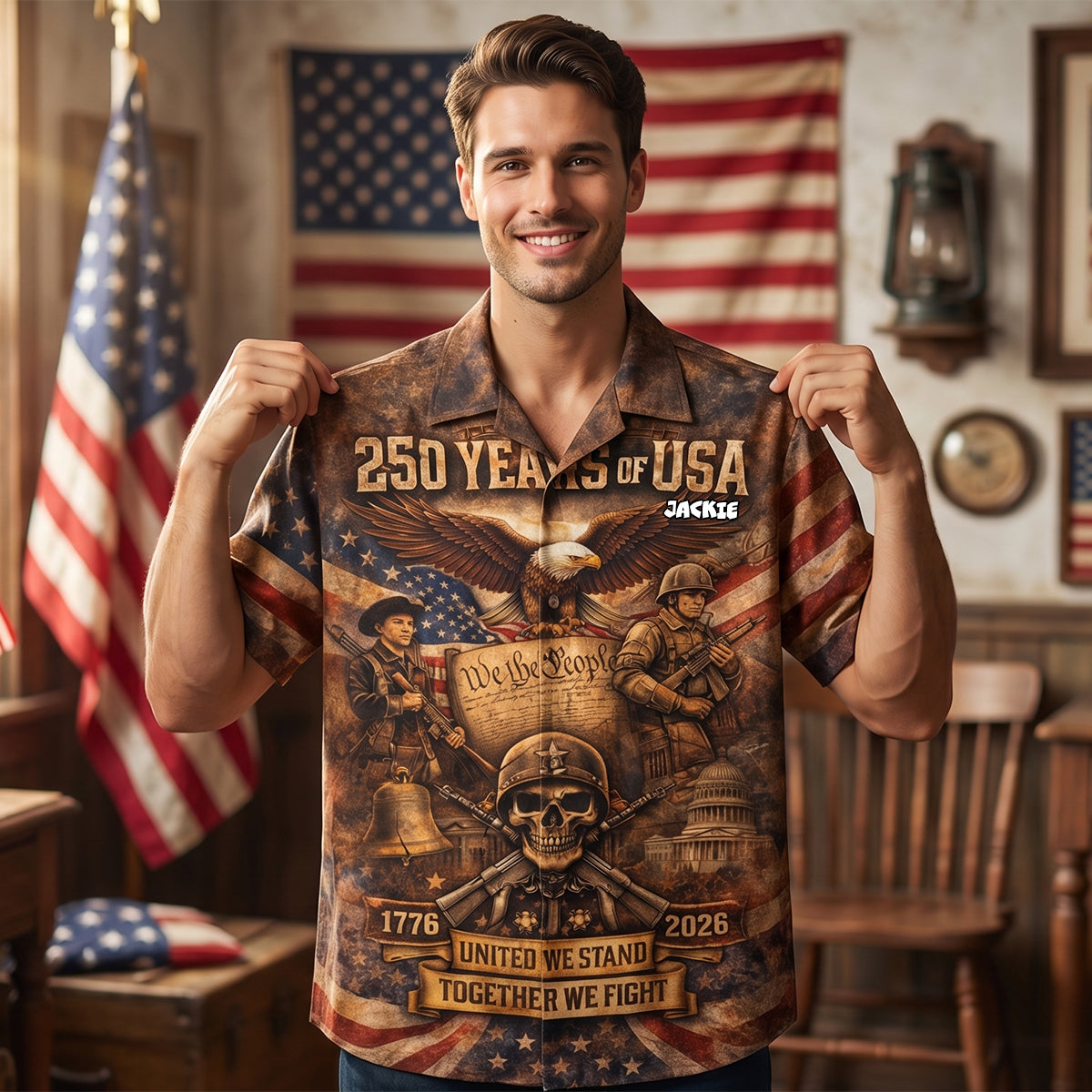 Freedom Spirit Hawaiian Shirt Personalized Patriotic Gifts 02TYDH140426-Homacus