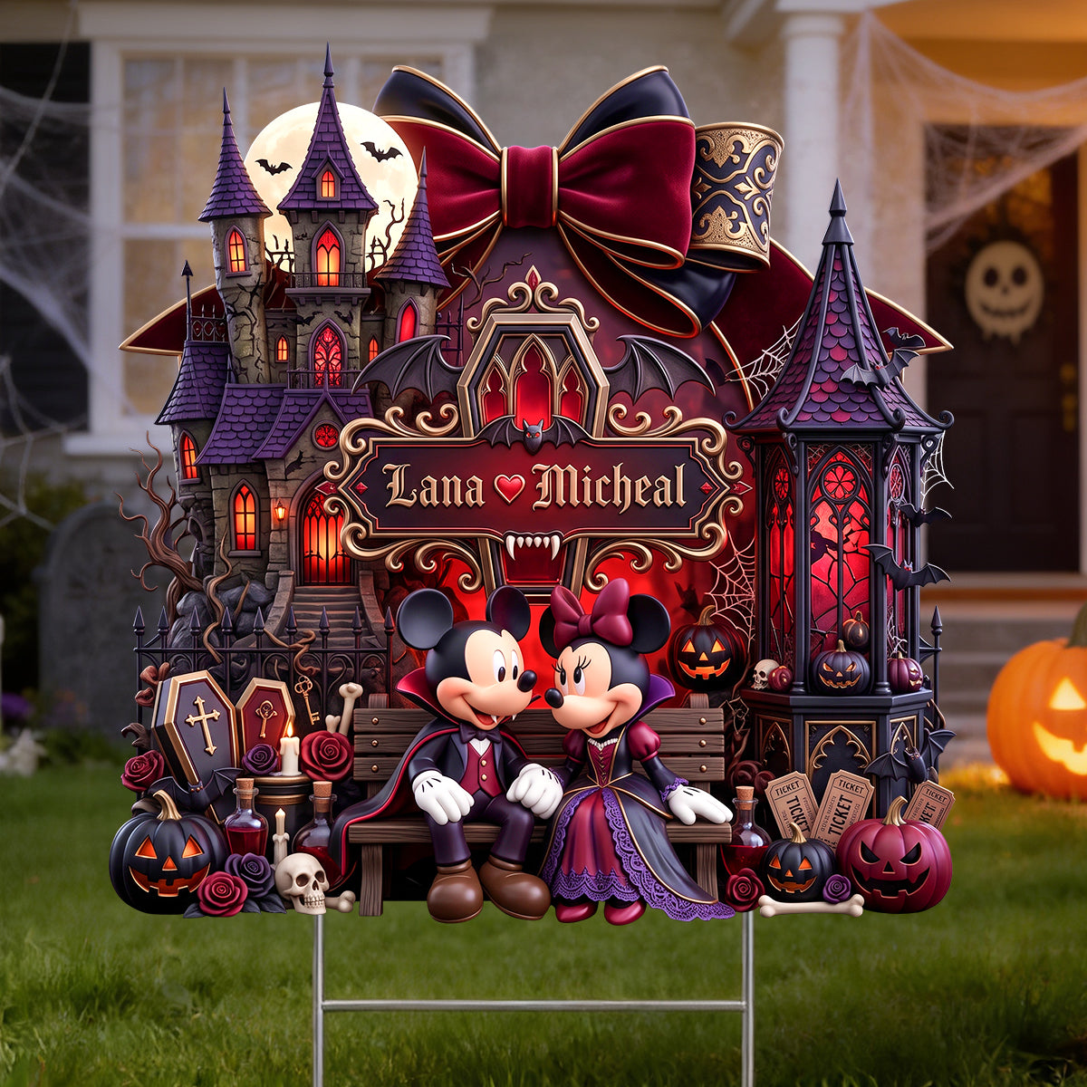 Midnight Romance A Love Tale Yard Sign - Personalized Halloween Gifts For Couples 022padh110826-Homacus