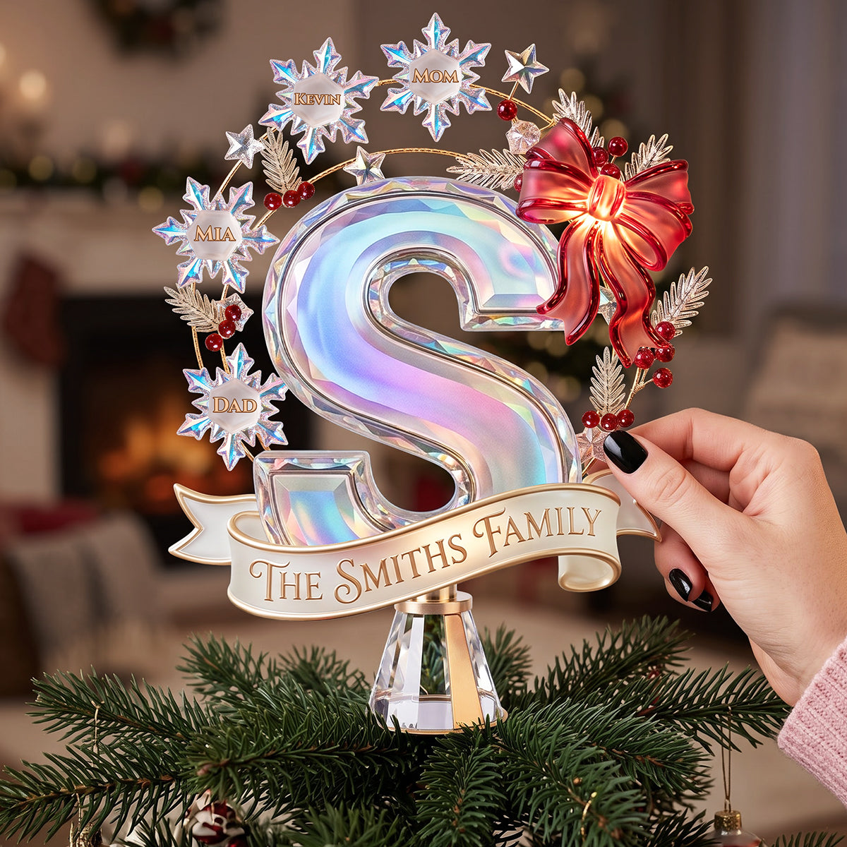 Snowflake Alphabet Tree Topper - Personalized Christmas Gifts For Family 01pata100826