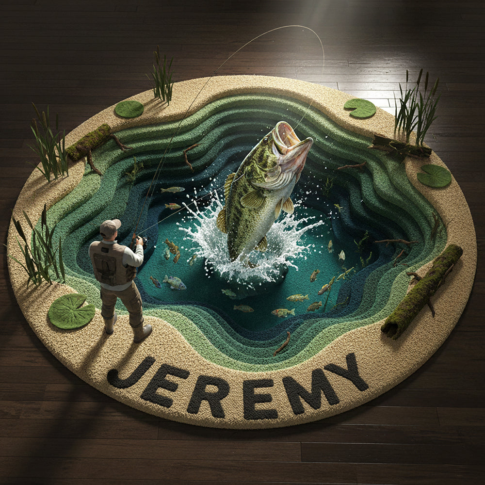 Personalized Gifts For Fishing Lovers, Fish Quilted Round Mat 02hyta061025-Homacus