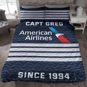 Personalized Gift For Pilot Quilt Bedding Set, Custom Rank & Airline Logo 04QHQN080125-Homacus