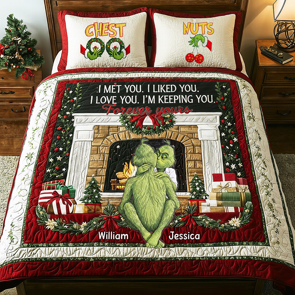 Cheeky Couple Christmas Quilt Bed Set - Personalizef Gifts For Couple 05QHQN170925-Homacus