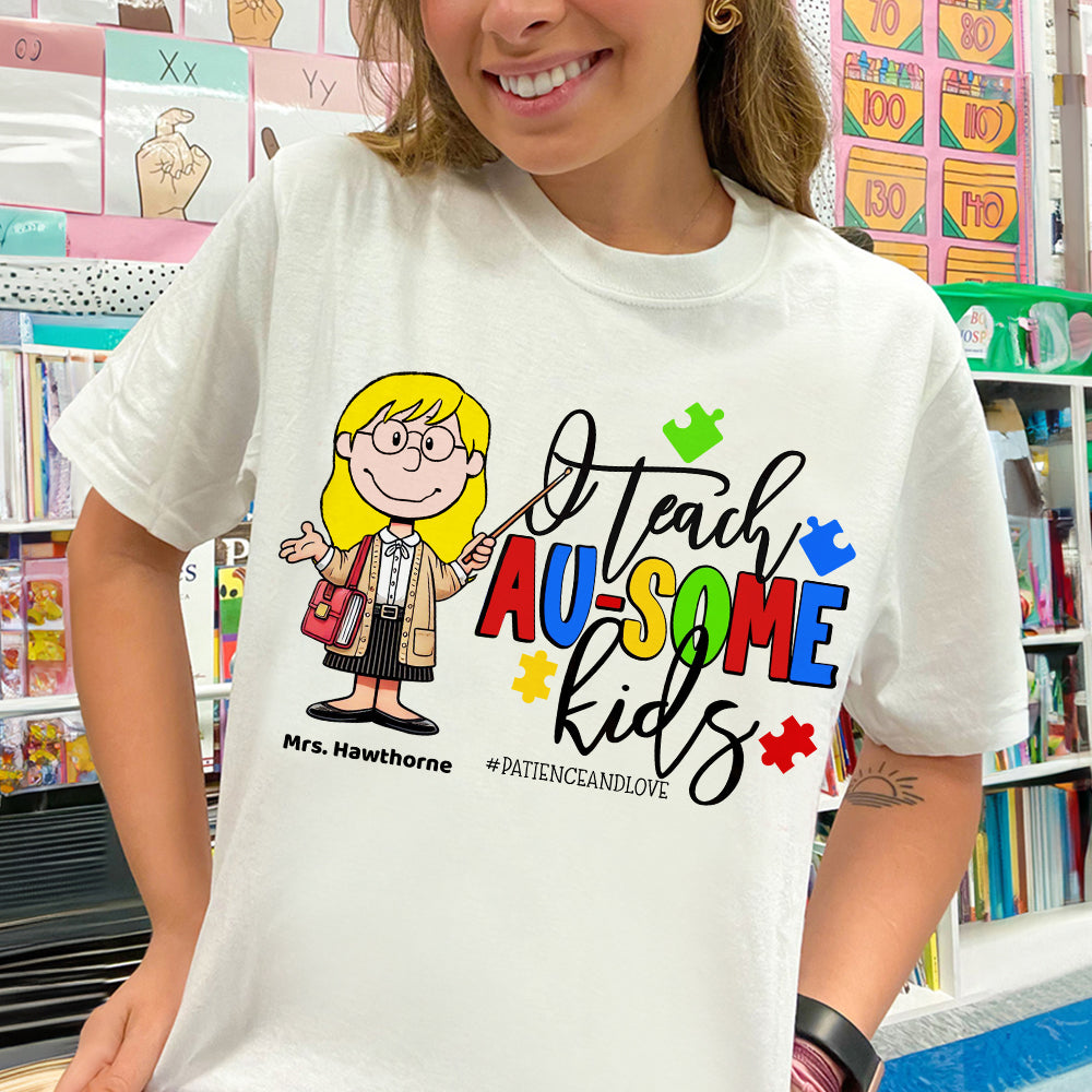 Personalized Gifts For Autism Teacher Shirt I Teach Au-some Kids 02OHDT270225-Homacus