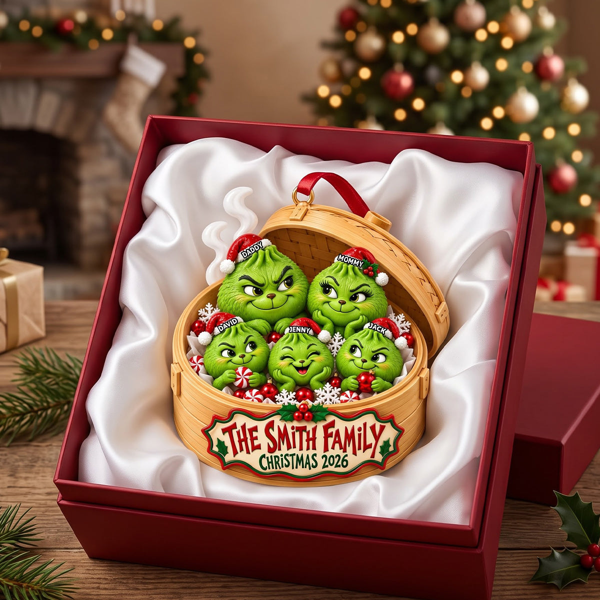 Christmas Dumpling Family Ornament - Personalized Gifts For Family Christmas Ornament 03TYTN011026-Homacus