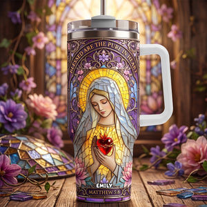 Blessed Pure Heart Tumbler With Handle - Personalized Gifts For Christian 02padh300626-Homacus