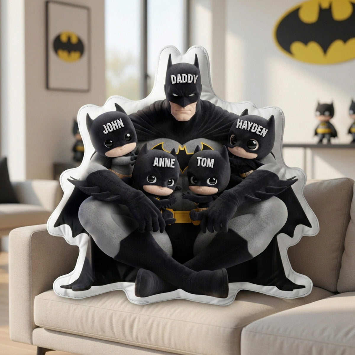 Shadow Dad And Kids Custom Shape Pillow - Personalized Gifts For Dads 04ohlu250426-Homacus