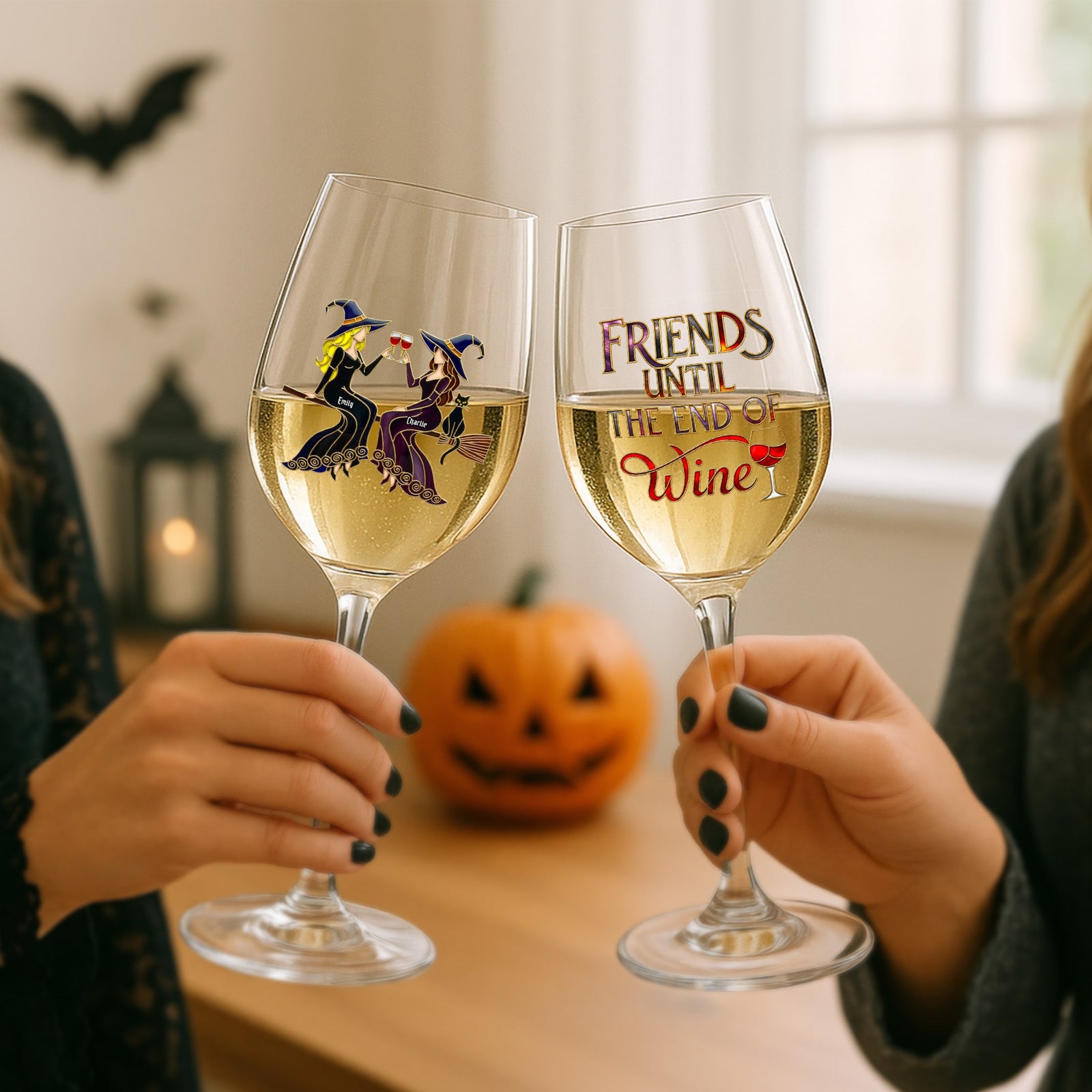 Witch Friends Wine Glass - Personalized Gifts For Friends 02pgmg050825-Homacus