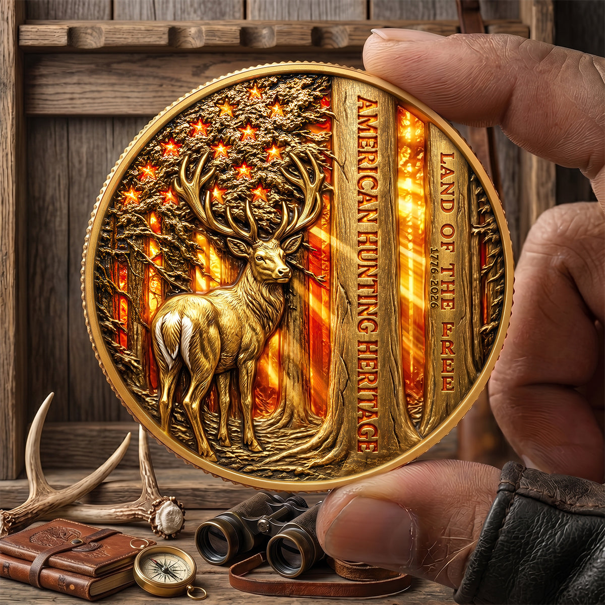 Free Deer In American Forest Coin, Personalized Gifts For Deer Hunter 02qhdt260526-Homacus