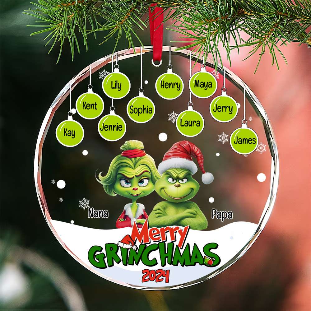 Monster Family Ornament - Green Little Hearts - Personalized Gifts For Family-Homacus