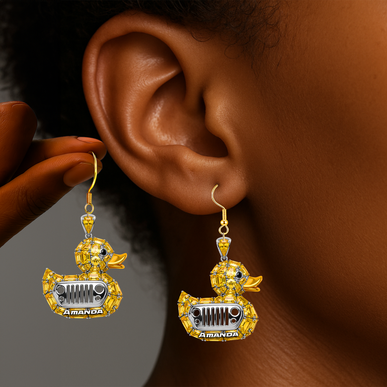 Fun Duck Earrings - Personalized Gifts For Off-road Girl 05QHLU120725-Homacus